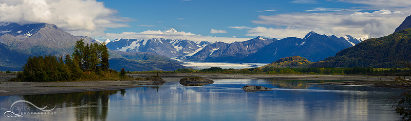 Knik River (pano) with Knik glacier
