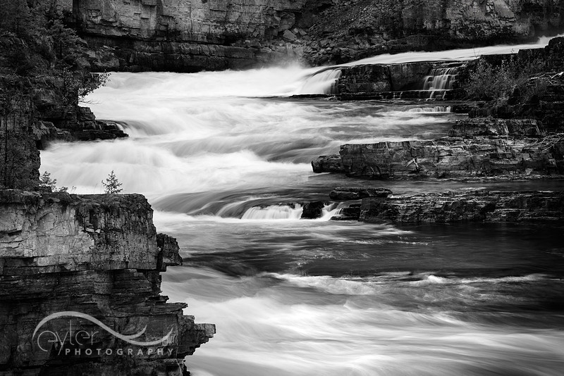 Kootenai Falls in Black and White